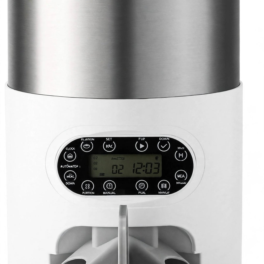 Double tray automatic pet feeder with stainless steel bowls — photo 2