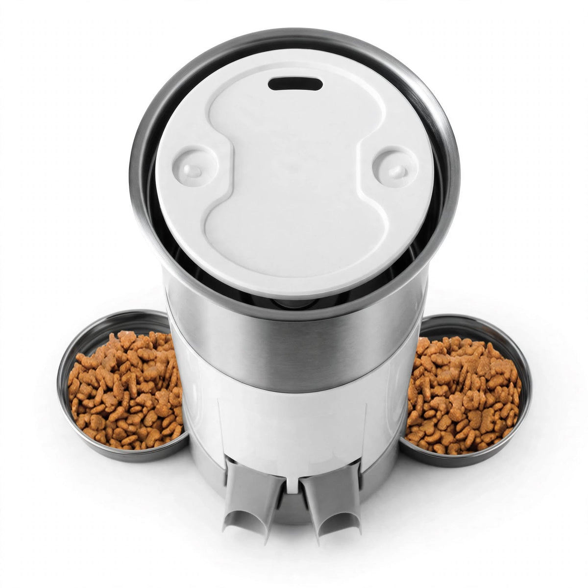 Double tray automatic pet feeder with stainless steel bowls — photo 5