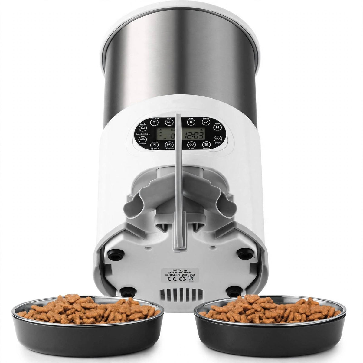 Double tray automatic pet feeder with stainless steel bowls — photo 7