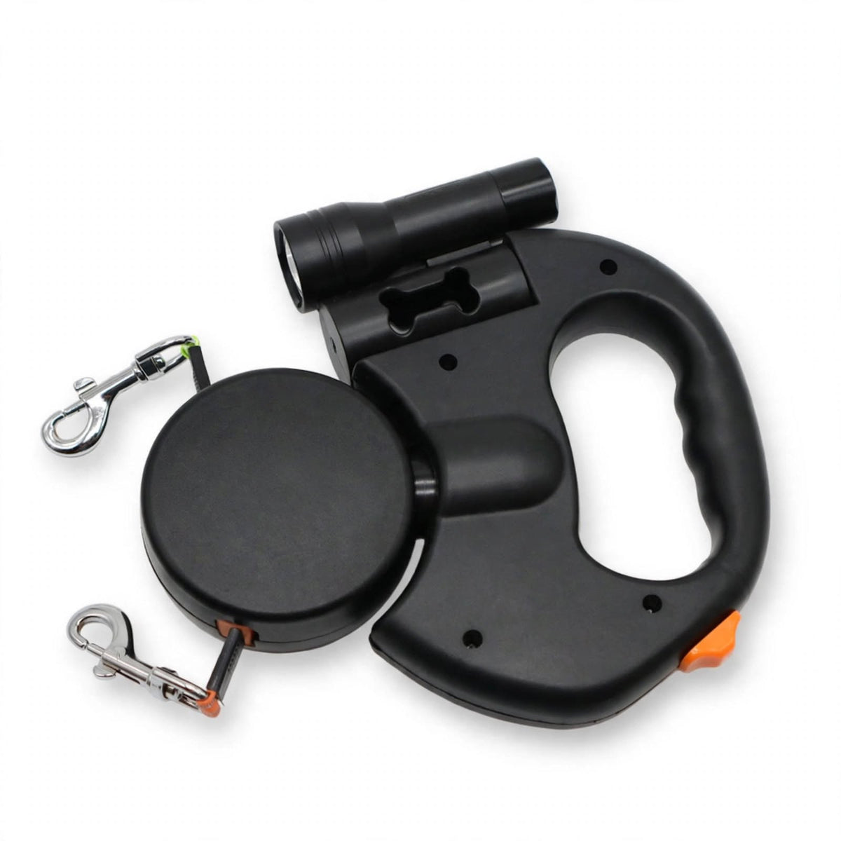 Dual retractable leash for walking two dogs from one handle